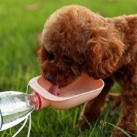 Evcil Hayvan Plastik Su Kabı Taşınabilir Seyahat Pet Su  Şişesi Bağlantılı Kap