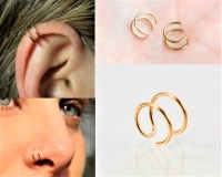 Gold Sıkıştırmalı Deliksiz Kulak Burun Dudak İçin Fake Piercing 316L Çelik