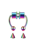 Hologram Mıknatıslı Fake Burun Piercing -Top Ve Ok Uçlu Paslanmaz Septum Deliksiz Pirsing