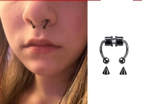 Hologram Mıknatıslı Fake Burun Piercing -Top Ve Ok Uçlu Paslanmaz Septum Deliksiz Pirsing