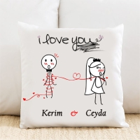 I Love You Kişiye Özel Yastık Kılıfı Pi155