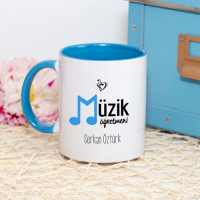 Kişiye Özel Mavi Renkli Müzik Öğretmeni Kupa Bardak